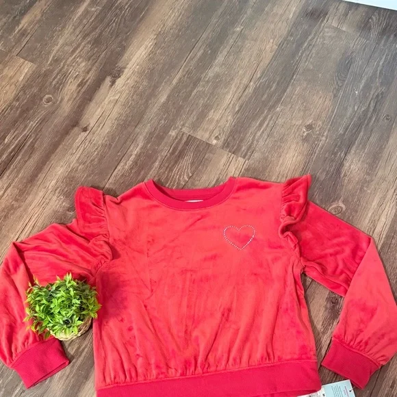 Cat & Jack Red Sweatshirt with Ruffle Sleeves - Picture 1 of 1